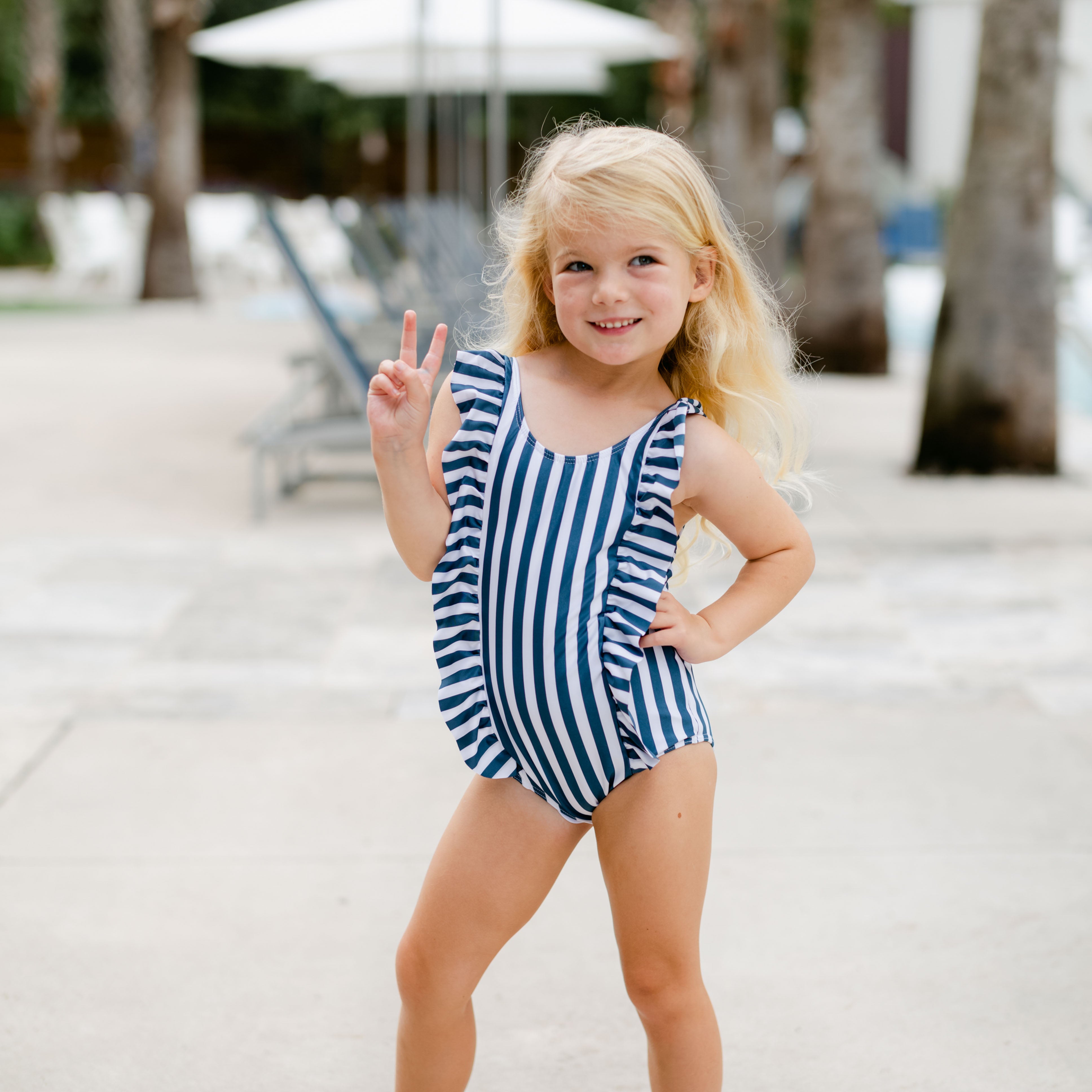Teen / Tween Girl Frill Sleeve Swimsuit - Arnhem Summer