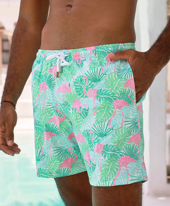 PMUYBHF Men Swim Trunks Men's Spring and Summer Casual Floral Suit Waist  Adjustable Drawstring Inner Waterproof Pocket Swimming Trunks Mens Swim  Trunks 7 Inch Inseam Pink 