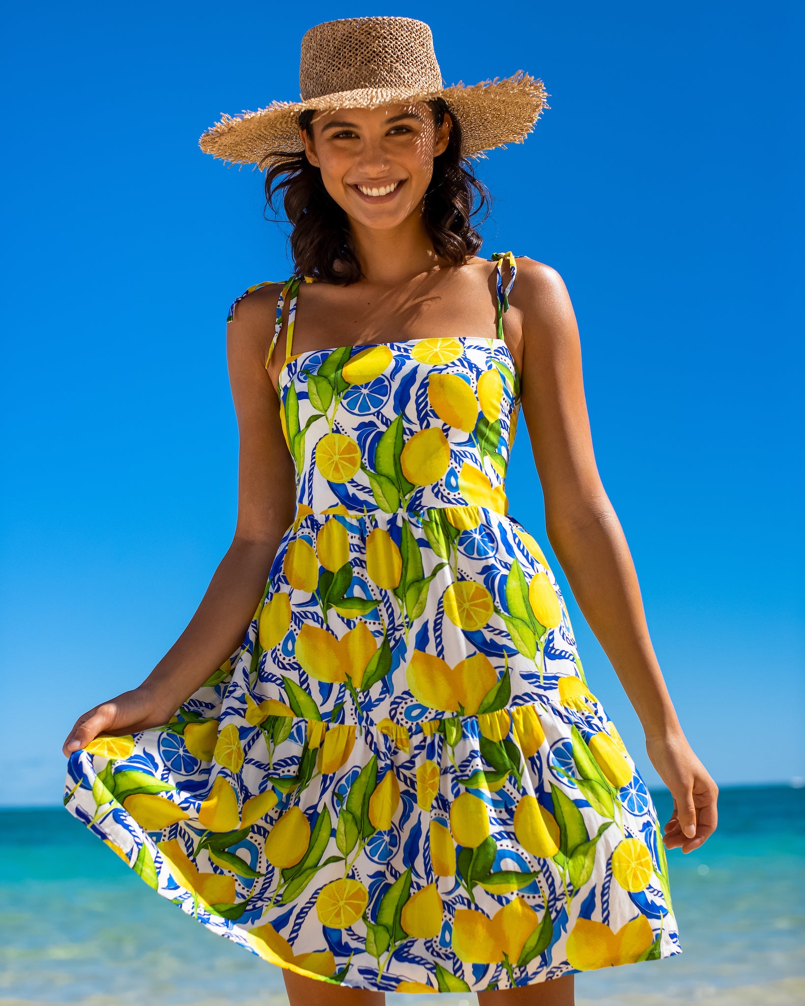 The Positano - Mini Resort Dress by Kenny Flowers | Lemon Print Dress