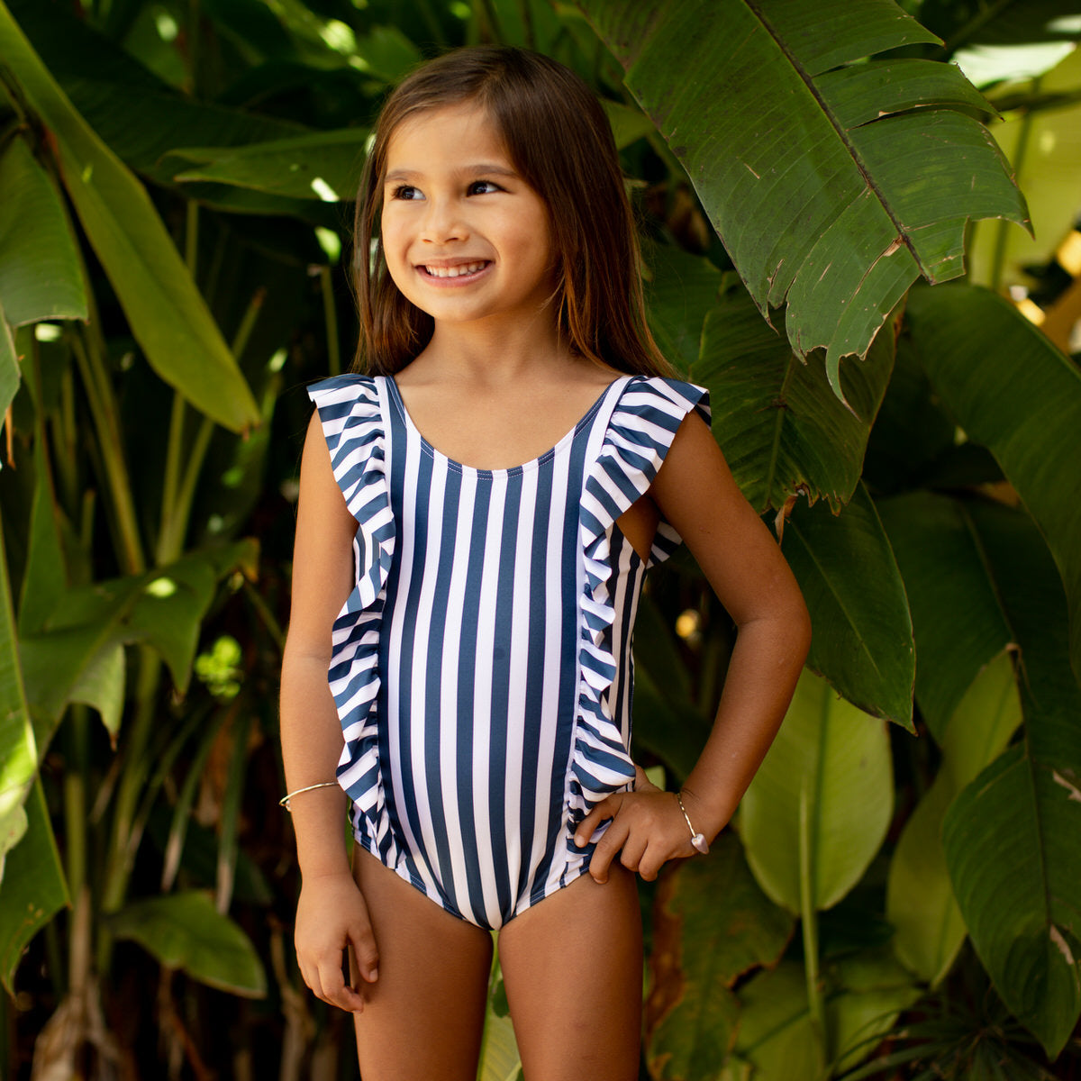 Hawaiian Kids Swimwear  The Hamptons - Girls Ruffle One Piece UPF 50+ – Kenny  Flowers