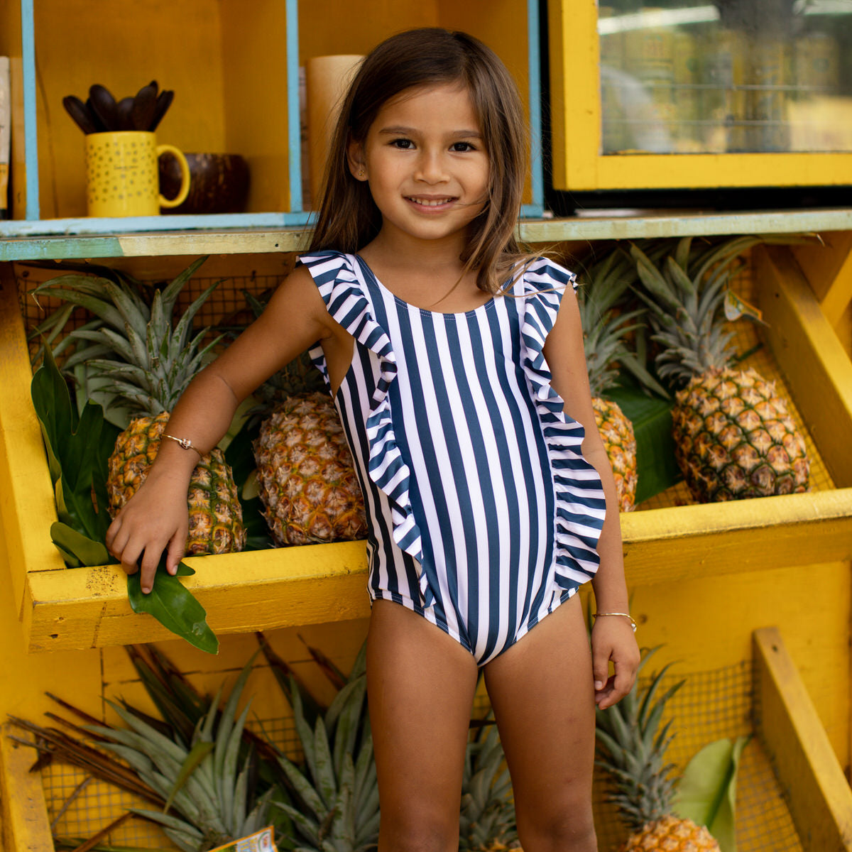 Teen / Tween Girl Frill Sleeve Swimsuit - Hamilton Island