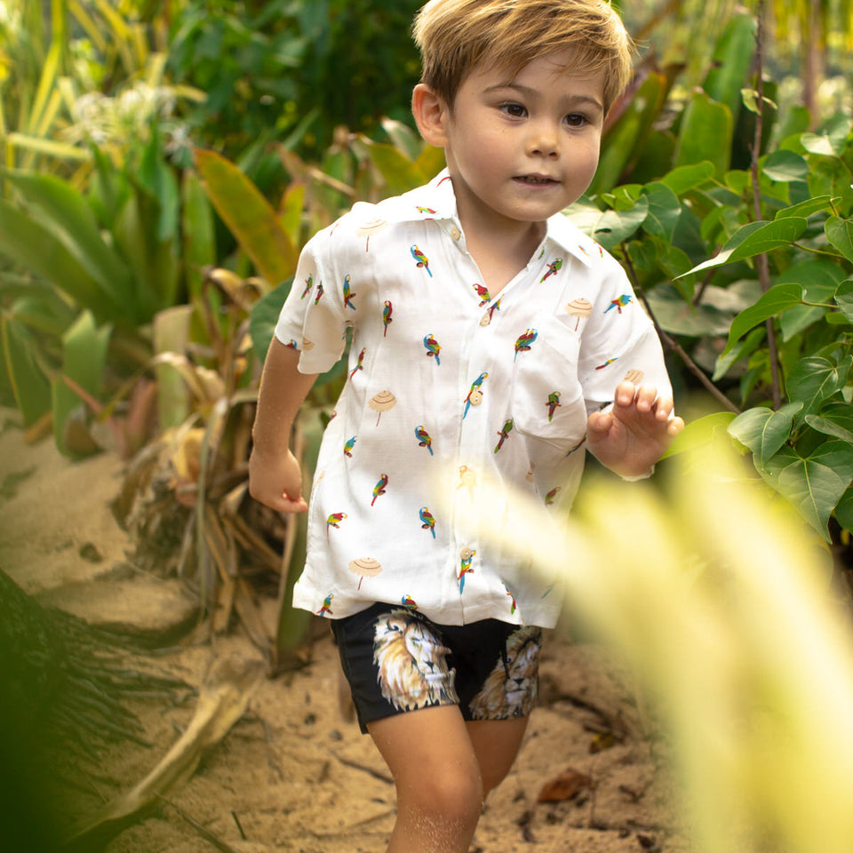 Boy's Hawaiian and Aloha Shirts | The Parrots and Palapas - Boys ...