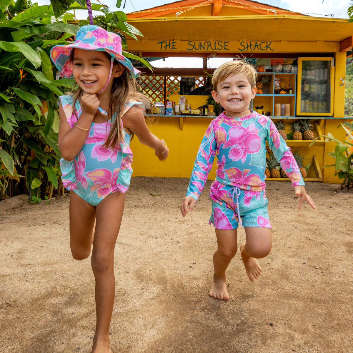 Hawaiian Kids Swimwear  The Caribbean - Girls Ruffle One Piece UPF 50+ –  Kenny Flowers