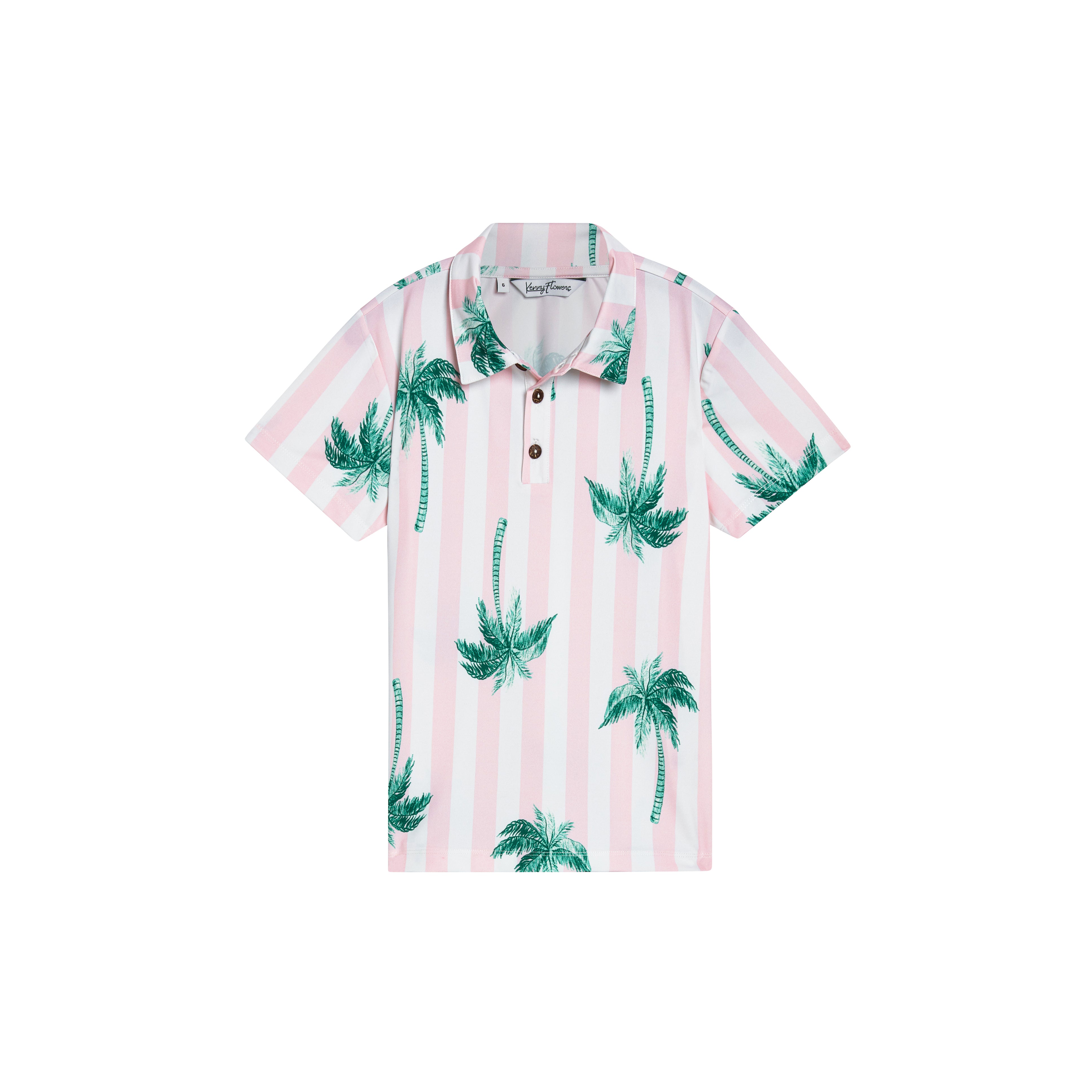 The Business Lunch - Men's Palm Tree Golf Shirt by Kenny Flowers Pink / XXL