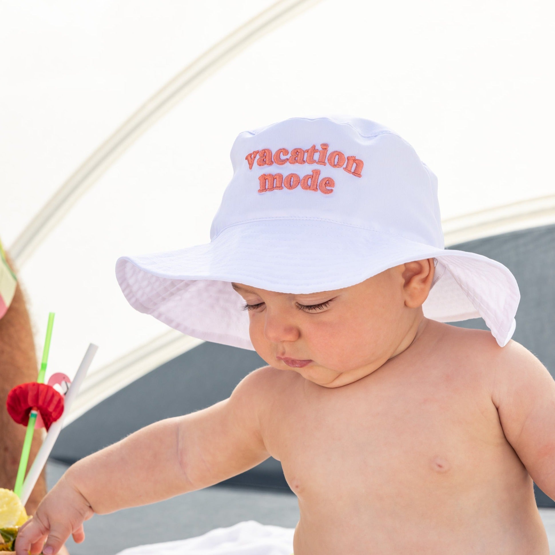 Hawaiian and Aloha Bucket Hats | The Vacation Mode - Kids Bucket Hat UPF 50+ White / 2-4