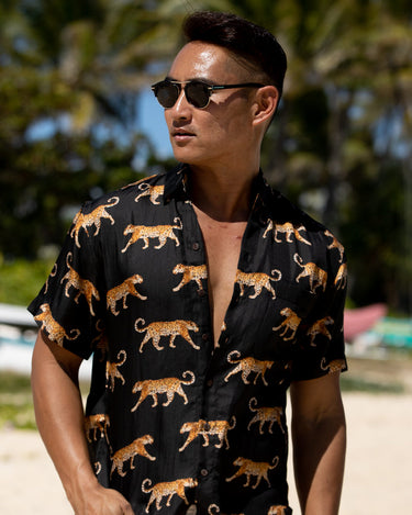 The Zookeeper - Zebra Silk Shirt by Kenny Flowers | Mens Hawaiian Shirt Navy / XXXL